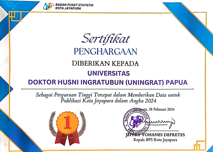 UNINGRAT Papua Terima Penghargaan dari BPS Kota Jayapura